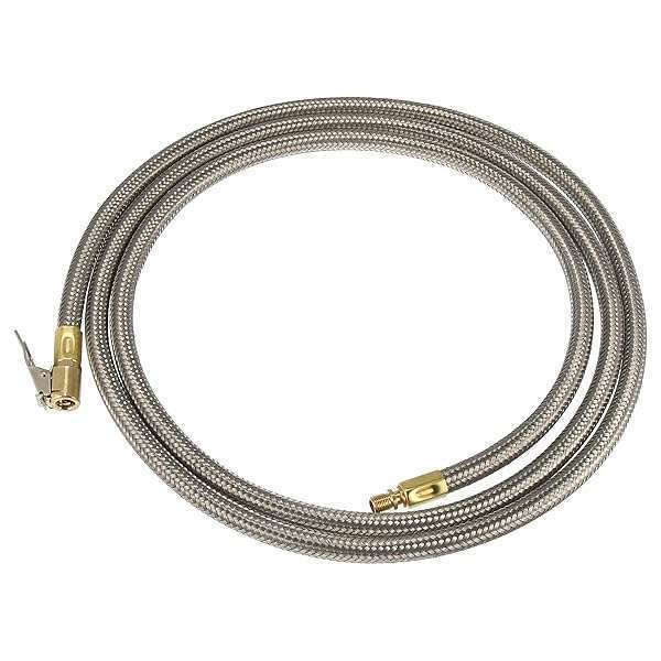 X AUTOHAUX 200cm Flexible Stainless Steel Tire Valve Connect Pipe for Car & Bike - Quick Connect Air Chuck Inflator Hose