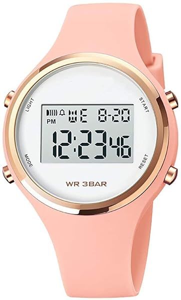 XCZAP Pink Outdoor Sport Watch with Alarm Clock 5Bar Waterproof LED Digital Display