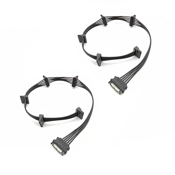 XCZZYB 2 Pack 15 Pin SATA to 5 SATA Power Splitter Extension Cable 21 Inches for HDD and SSD