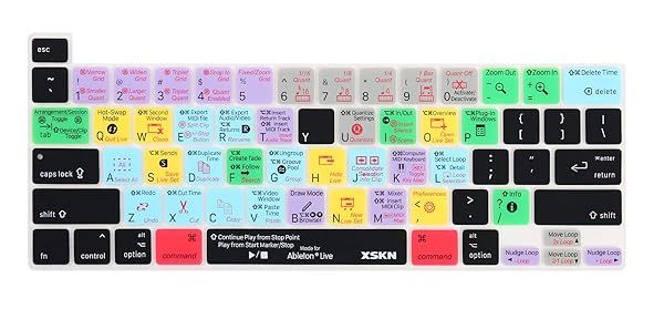 XSKN Ableton Live Shortcuts Silicone Keyboard Cover for MacBook Pro 16 13 inch with Touch Bar and Touch ID A2141 A2251 A2289 A2338 M1 US Version