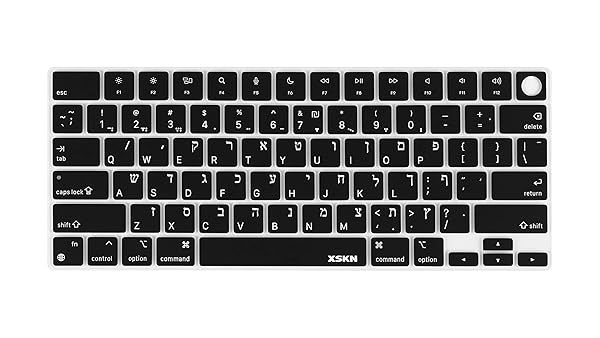 XSKN Hebrew Silicone Keyboard Cover for 2022-2024 MacBook Pro Air 14 16 13 15 Touch ID A2442 A2779 A2918 A2992 A2485 A2780 A2991 A2681 A3113 A2941 A3114