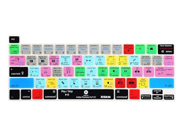 XSKN Silicone Keyboard Cover for MacBook Pro 16 inch A2141 and 13.3 inch A2251 A2289 A2338 M1 English Shortcuts Skin