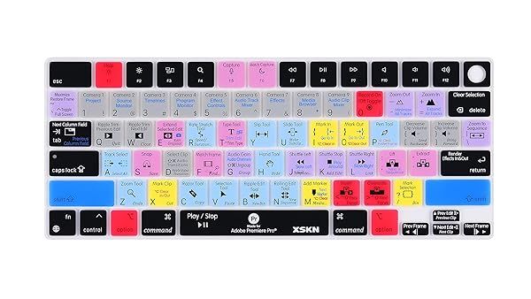 XSKN Silicone Keyboard Cover for 2021 MacBook Pro M1 Pro M1 MAX 14.2 inch 16.2 inch Touch ID US Version with Premiere Pro Shortcuts