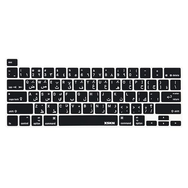 XSKN Silicone Keyboard Cover for MacBook Pro 13.3 16 inch Touch Bar Touch ID Arabic Black US Version A2251 A2289 A2338 M1 A2141