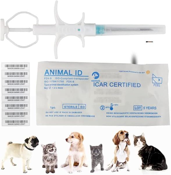 YANZEO Pet Microchip 134.2khz FDX-B ISO11784 ISO11785 Animal Implant Chip for Dogs Cats Sheep Cows and Lab Animals 10pcs Free Lifetime Registration