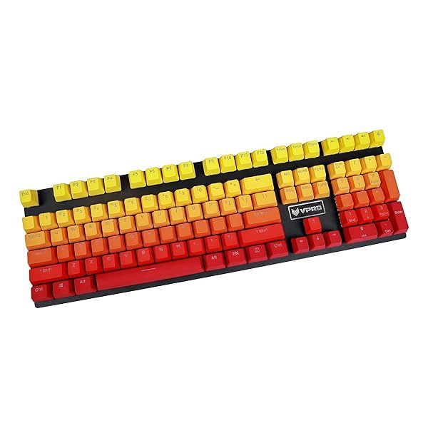 YMDK Double Shot 108 Dyed PBT Rainbow Carbon Sunset Keycap for MX Switches Mechanical Keyboard Yellow Red Gradient Only Keycap