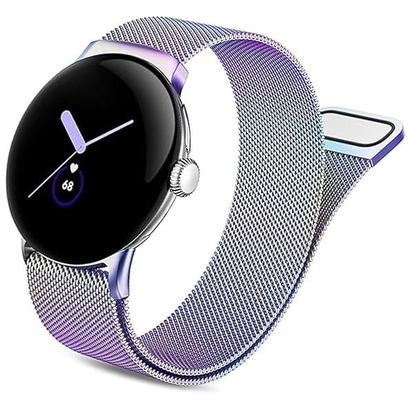 YOFUNTLE Compatible for Google Pixel Watch 3 41mm Band, Stainless Steel Mesh Loop Magnetic Strap for Men and Women - Fits Pixel Watch 2 1 (Colorful)