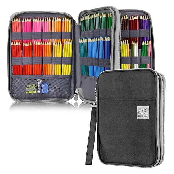 YOUSHARES 192 Slots Colored Pencil Case - Large Capacity Organizer for Artists & Students | Zippered Holder for Gel Pens & Markers