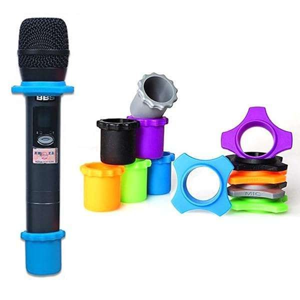 YTYKINOY 6 Sets Wireless Handheld Microphone with Shakeproof Silicone Ring & Stand - Perfect for KTV (6 Colors)
