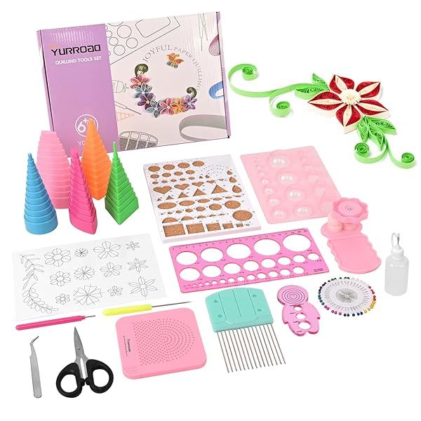 YURROAD 19pcs Paper Quilling Tools Kit: Slotted Pen, Board, Comb & More for DIY Crafts