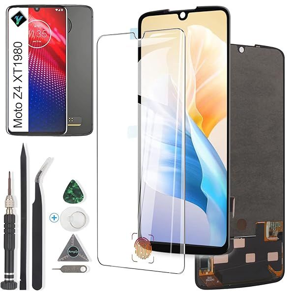 YWLRONG Screen Replacement for Motorola Moto Z4 XT1980 OLED LCD Touch Screen Digitizer with Fingerprint Sensor
