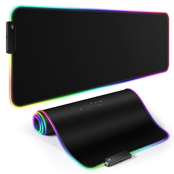 YXLILI XXL RGB Gaming Mouse Pad - 31.5x12in, Waterproof, Non-Slip, 12 Lighting Modes for PC & Laptop