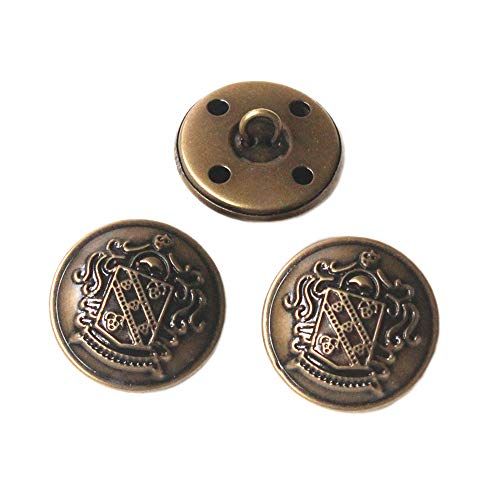 YaHoGa 10PCS Antique Metal Buttons (1 Inch) for Blazers, Suits & Jackets - Durable Brass Shank Design