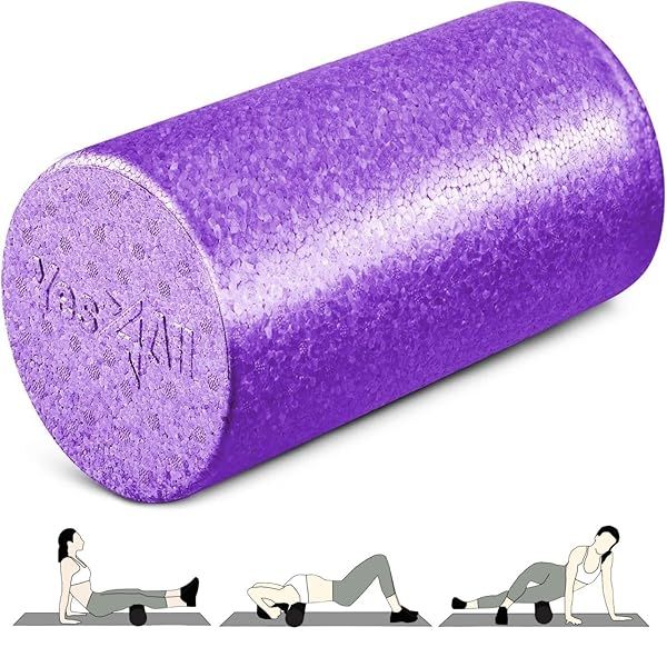Yes4All High-Density Foam Roller for Back Relief & Deep Tissue Massage - 12-Inch Purple for Yoga & Exercise