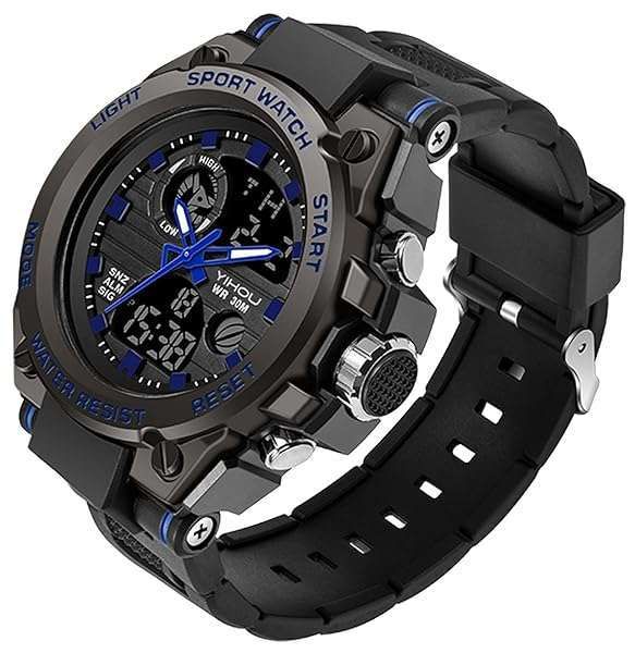 Yihou Men's Military Watch: Waterproof Tactical Army LED Stopwatch & Digital Analog Outdoor Sports Timepiece