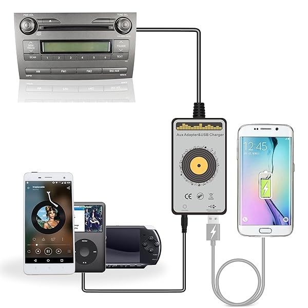 Yomikoo Car Audio AUX Input and USB Charging Interface 3.5mm Adapter for Toyota Camry RAV4 Avensis Corolla Tacoma 2003 to 2011