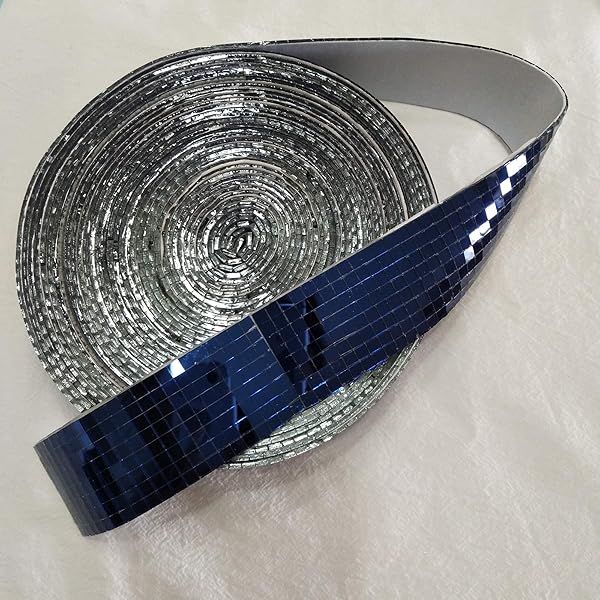 Yongpan Glass Mirror Mosaic 3932 Pieces Self-Adhesive Mini Square Tiles for DIY Crafts and Home Decor Blue 2.5M Length