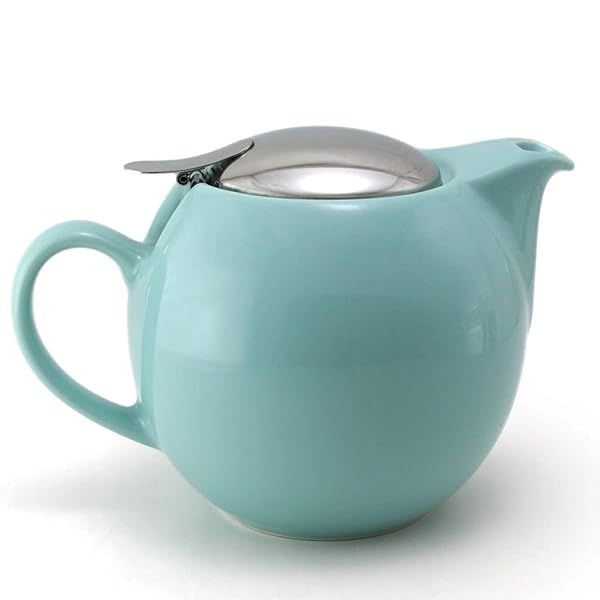 ZERO JAPAN Aqua Mist Round Teapot 24 oz with SLS Lid and Infuser for Perfect Tea Brewing