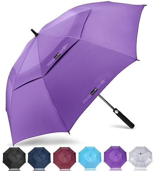 ZOMAKE 62 Inch Golf Umbrella Large Windproof Automatic Open Oversize Rain Umbrella with Double Canopy for Men Vented Stick Umbrella