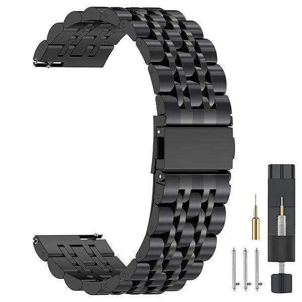 ZPJPPLX 22mm Galaxy Watch 3 45mm Band, Stainless Steel Metal Straps Compatible with Samsung Gear S3 Garmin Forerunner 265 745 Vivoactive 4 Amazfit