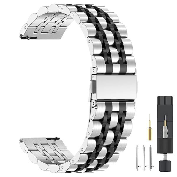 ZPJPPLX Universal Quick Release Watch Band,18mm 20mm 22mm Stainless Steel Metal Straps for Samsung Galaxy Watch 6 5 4 3,Garmin Watch,Huawei Watch,