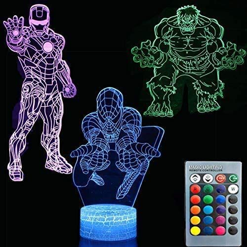 ZYTC 3D Super Hero Night Light: 7 Color Changing Desk Lamp for Kids - Perfect Decor for Children's Rooms