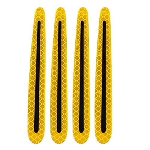 ZYTC 4pcs 3D Super Reflective Carbon Fiber Strips for Car Door Edge Bumper Anti-Scratch Protection Universal Trim Stickers Yellow