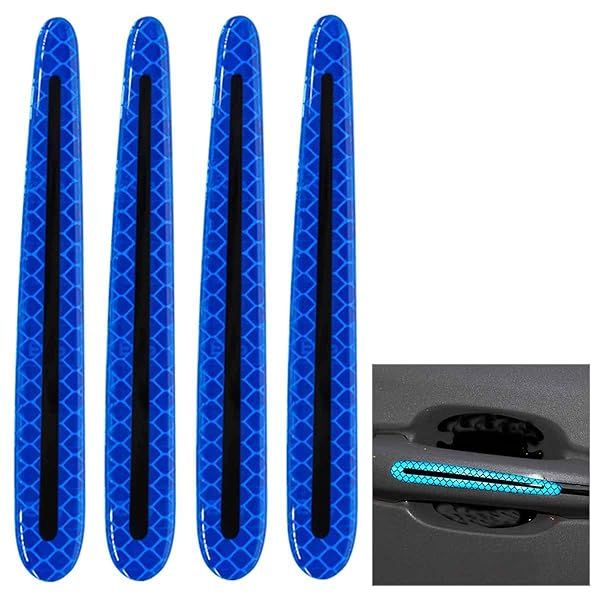 ZYTC 4pcs 3D Super Reflective Carbon Fiber Strips for Car Door Edge Bumper Anti-Scratch Protection Universal Trim Stickers Blue