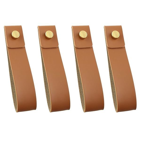 ZZLZX 4PCS Leather Wall Hooks - Stylish Towel Hangers for Bathroom, Kitchen & Bedroom