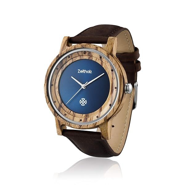 Zeitholz Eibenstock Unisex Wooden Watch - Handmade Zebrawood, Quartz Movement, Adjustable Band for Men & Women