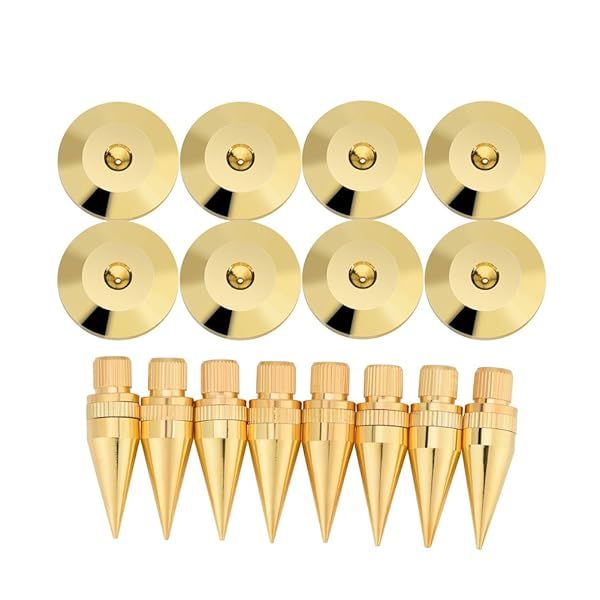 Zerone Speaker Spike Pad Kit: 8 Pairs of 6x36mm Copper Isolation Stands for Speakers, Amplifiers & Turntables