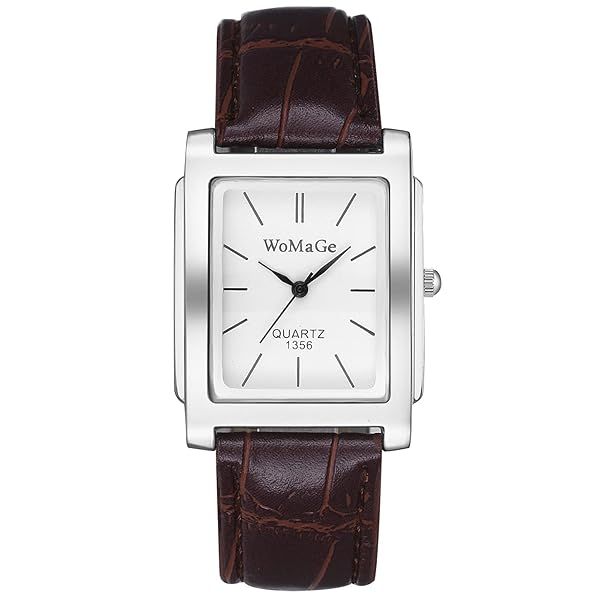 Avaner Men's Vintage Leather Cuff Square Watch with Roman Numerals Classic Retro Analog Quartz Wristwatch