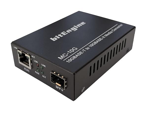 bitEngine 10G Media Converter 10 Gigabit Copper to Fiber Ethernet Unmanaged RJ45 to SFP+ Slot Supports 10G SR LR SFP+ Module
