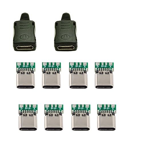 Buy Cablecc 10set DIY 4pin USB 2.0 Type C Female Socket Connector with PC Board & Housing - Fast Shipping!