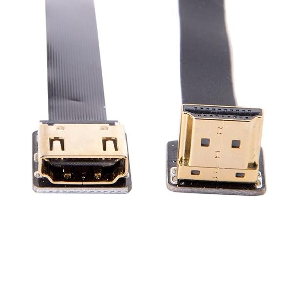 cablecc CYFPV Up Angled 90 Degree HDMI Male to Female FPC Flat Cable for HDTV Multicopter Aerial Photography 20CM
