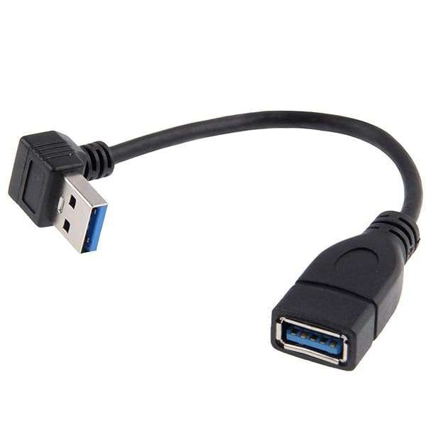 Buy Cablecc USB 3.0 Type-A Male to Female Extension Cable 20cm 5Gbps - 90 Degree Down Angle