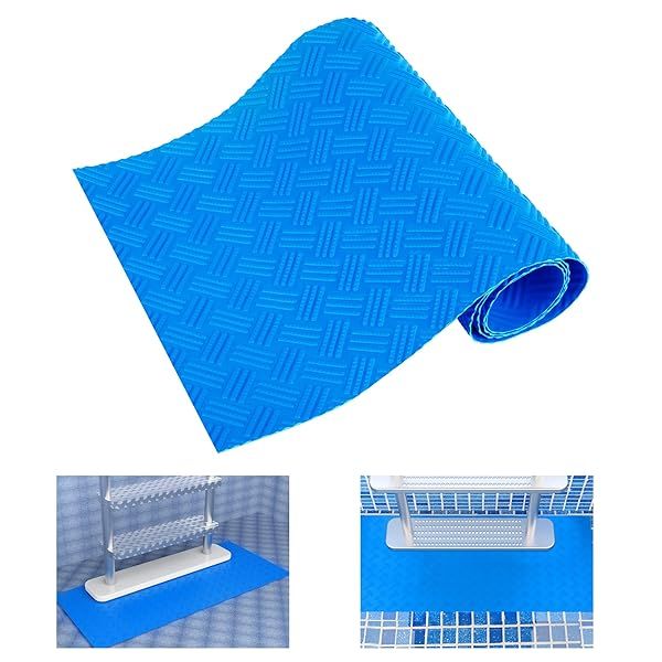 DECOHS Non-Slip Pool Ladder Mat 9 x 36 Inch Protective Mat for Above Ground Pool Steps and Ladders Stripe Design 1PC