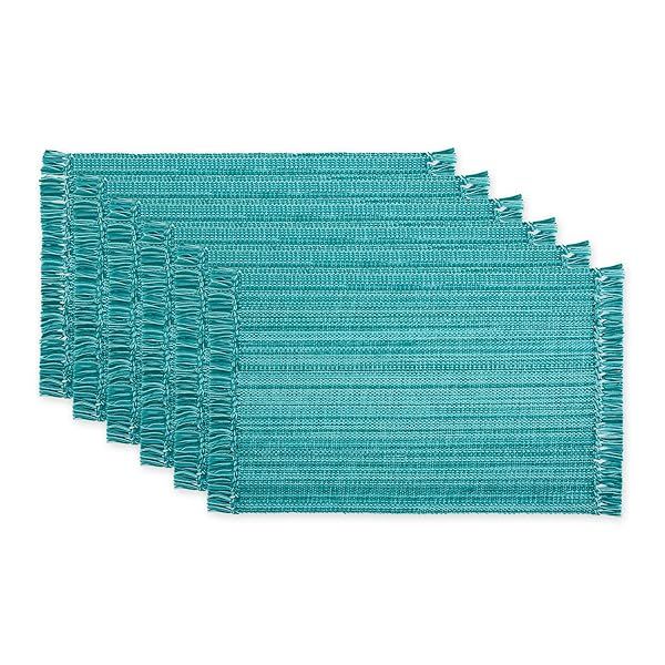 DII Variegated Tabletop Collection Teal Placemat Set 13x19 6 Piece for Stylish Dining Decor