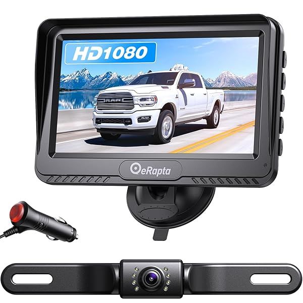 eRapta Backup Camera 4.3 Inch HD 1080P Monitor Kit Waterproof Night Vision for Cars Trucks RVs and More