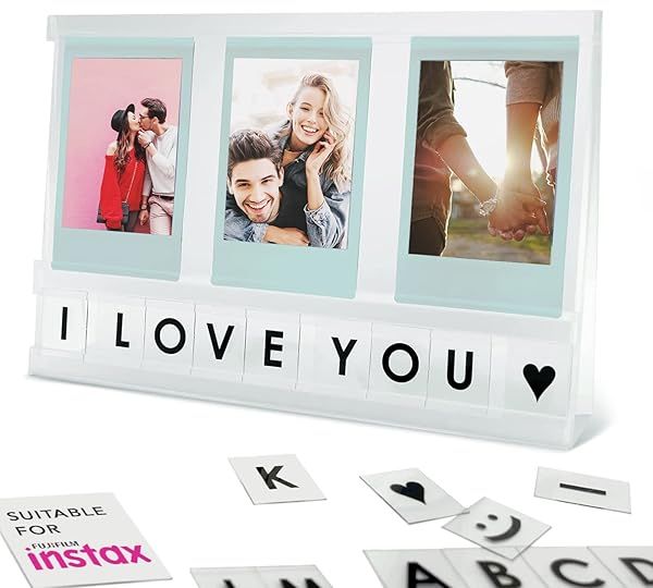 Elil Instax Frame for Fujifilm Mini Film Acrylic Desktop Display Personalized Message Compatible with Instax Mini Square Wide Film
