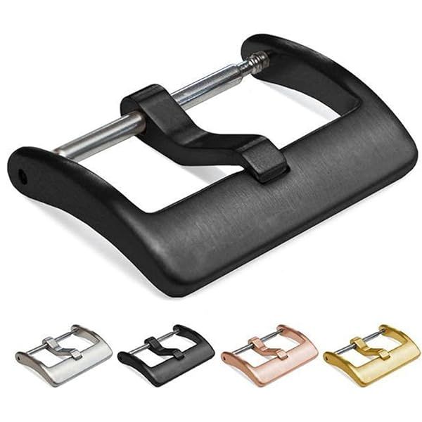 Hemsut H 20mm Rose Black Watch Band Replacement Buckle Brushed 316L Stainless Steel Quality Strap for Stylish Timepieces