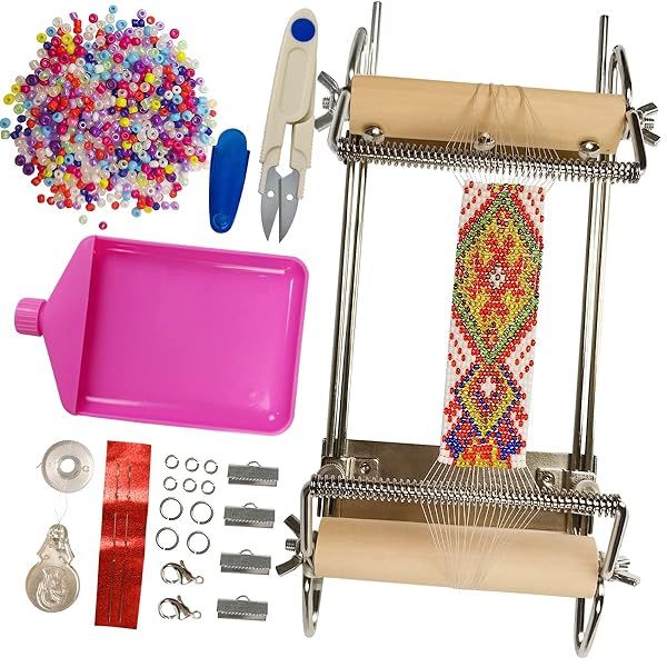 Adjustable Bead Loom Kit for Jewelry Making: Seed Beads, Needles & More | Hobbyworker