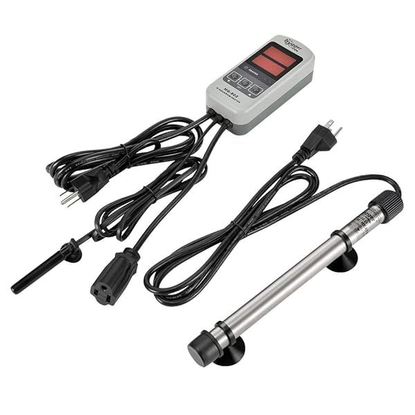 Hygger 200W Titanium Aquarium Heater Digital Submersible for Salt and Fresh Water Fish Tank 20-45 Gallon with External Thermostat and Thermometer