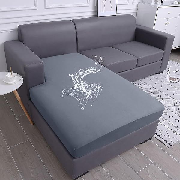 Hyha Waterproof Couch Cushion Covers Washable Sectional Sofa Slipcovers L Shape Chaise Dog Covers Universal Furniture Protector Grey