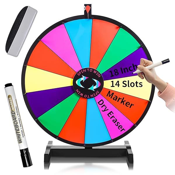 iElyiEsy 18 Inch Spinning Wheel Tabletop Prize Wheel Spinner with Stand for Trade Show Carnival Party Pub Fortune Game
