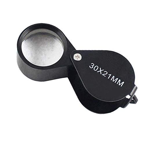 iKKEGOL 30x Pocket Jewelry Loupe 21mm Foldable Magnifier with Metal Body and Box for Jewelers