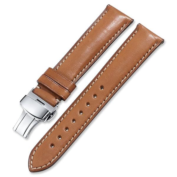 iStrap Quick Release Leather Watch Band with Stainless Steel Buckle Available in Multiple Sizes for Men and Women