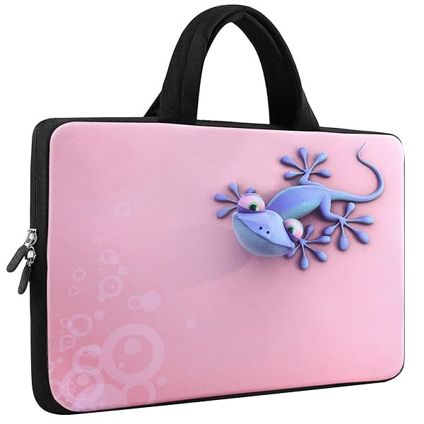 icolor Laptop Carrying Bag 11 to 12.5 inch Neoprene Sleeve Case for Chromebook Ultrabook Tablet Cute Gecko Design for Kids Boys Girls
