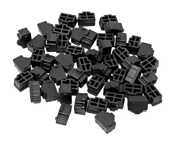 50 Pcs Black RJ45 Ethernet Hub Port Dust Cover Caps - Anti-Dust Protector for Network Connections
