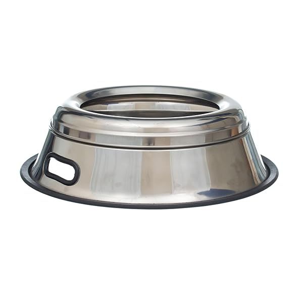 Indipets Stainless Steel Spill Proof Dog Bowl 64oz with Removable Cover and Easy Grip Handle for Mess Free Feeding